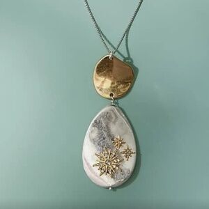 J.jill Winter Snow Drop Necklace In Silvertone,goldtone